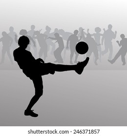 Vector silhouette of a man who plays football.