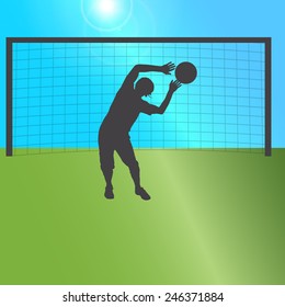 Vector silhouette of a man who plays football.