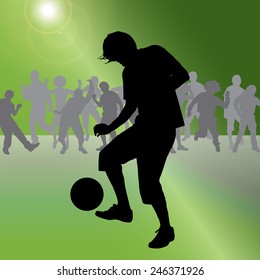Vector silhouette of a man who plays football.