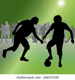Vector silhouette of a man who plays football.