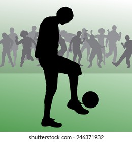 Vector silhouette of a man who plays football.