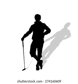 Vector silhouette of a man who plays golf.