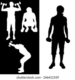 Vector silhouette of a man who practice.