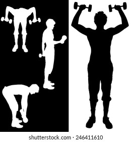 Vector silhouette of a man who practice.