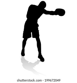 Vector silhouette of a man who practices. 