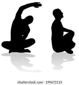 Vector silhouette of a man who practices.