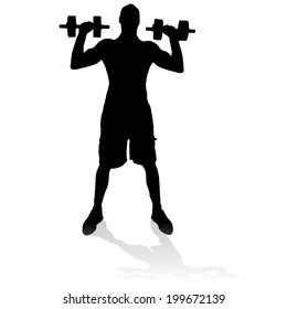 Vector silhouette of a man who practices. 