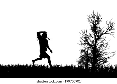 Vector silhouette of a man who run. 