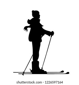 Vector silhouette of man who skiing.