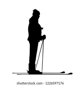 Vector silhouette of man who skiing.