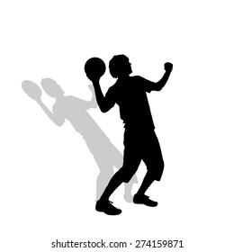 Vector silhouette of a man who throws the ball.