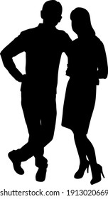 Vector silhouette of a man and woman couple holding hear hands