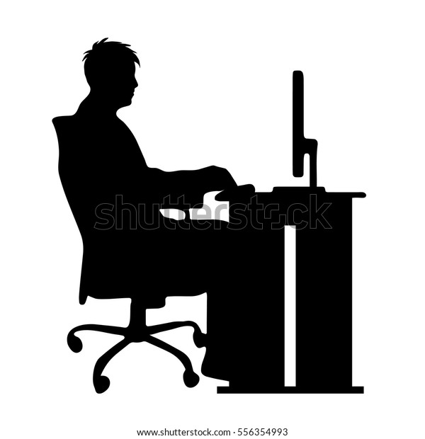 Vector Silhouette Man Work On White Stock Vector Royalty Free