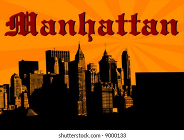 vector silhouette of manhattan