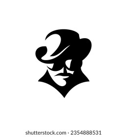 vector silhouette of a man's face wearing a hat and sunglasses