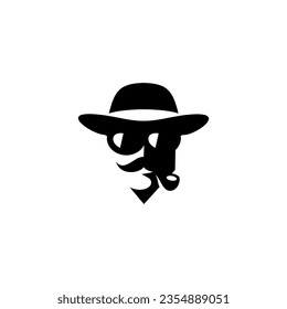 vector silhouette of a man's face wearing a hat and sunglasses