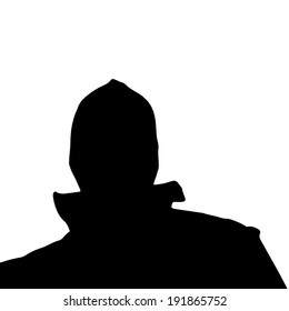 Vector silhouette of a man's head on a white background.