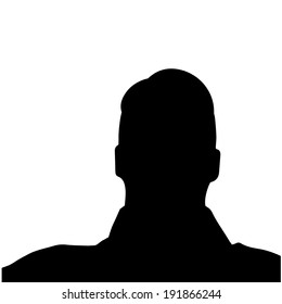 Vector silhouette of a man's head on a white background.