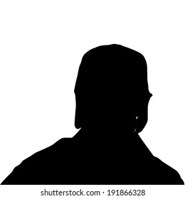 Vector silhouette of a man's head on a white background.