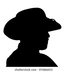 Vector silhouette of a man's head on a white background.