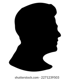 Vector silhouette of a man's head on a white background. Symbol of male.