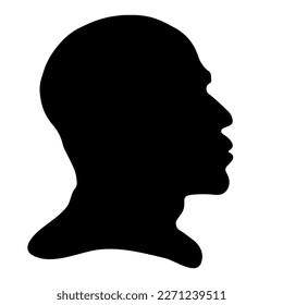 Vector silhouette of a man's head on a white background. Symbol of male.