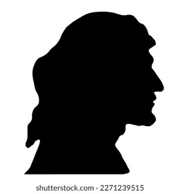 Vector silhouette of a man's head on a white background. Symbol of male.