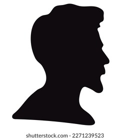 Silueta vectorial de la cabeza de un hombre sobre un fondo blanco. Símbolo masculino.