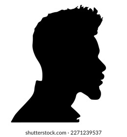 Vector silhouette of a man's head on a white background. Symbol of male.