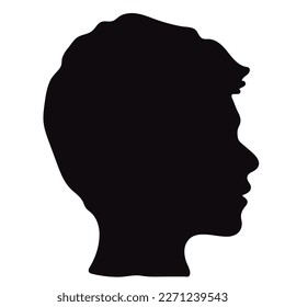 Vector silhouette of a man's head on a white background. Symbol of male.