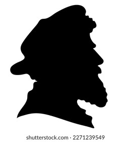 Silueta vectorial de la cabeza de un hombre sobre un fondo blanco. Símbolo masculino.