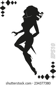 Vector silhouette of martial Amazons. EPS10 illustration. 