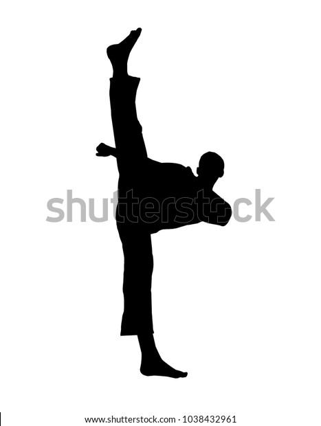 Vector Silhouette Martial Arts High Kick Stock Vector (Royalty Free ...