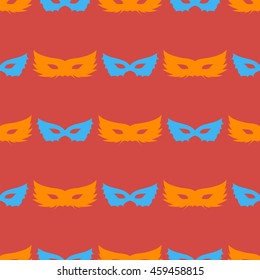 Vector Silhouette of Masks Seamless Pattern. Symbol of Masquerade