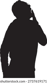 vector, silhouette of a  mature man yawning 