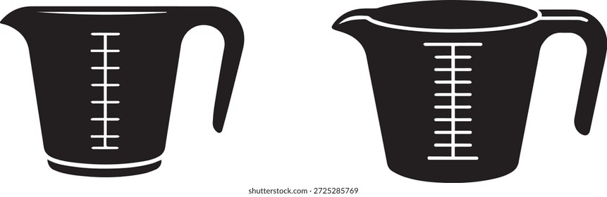 Silueta de Vector de un vaso de medir en negro. Herramienta de laboratorio aislada sobre un fondo blanco. Perfecto para ciencia, química, laboratorio, experimentos y diseños educativos.