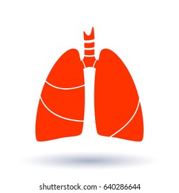 Vector silhouette medical illustration of human body organ - lungs with trachea. Logo template for clinic, hospital. Symbol for asthma, tuberculosis, pneumonia. Health care of respiratory system