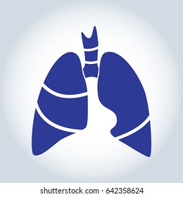 Vector silhouette medical illustration of human body organ - lungs with trachea. Logo template for clinic, hospital. Symbol for asthma, tuberculosis, pneumonia. Health care of respiratory system