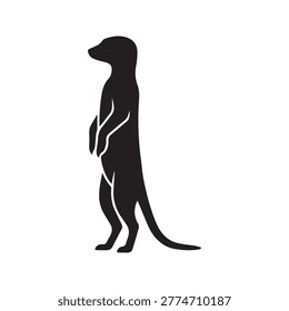 Vector silhouette of a meerkat standing guard on a small mound isolated