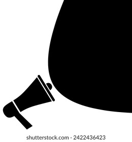 Vector silhouette of megaphone or loudspeaker on black banner background. Suitable for conveying important things such as advertising, promotions, announcements and sales.