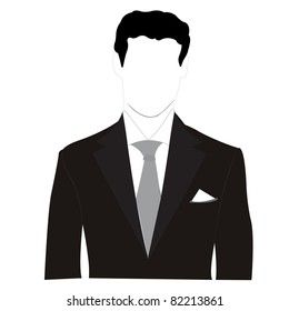 Vector silhouette men in black suit