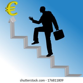 Vector silhouette of men with dollars on a white background. 