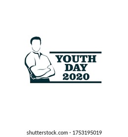 Vector Silhouette Of Men Figure With Folded Arms And Text Isolated On White Background Fit For Youth Day Celebration Decorative Background