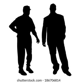 Vector silhouette of men on a white background.