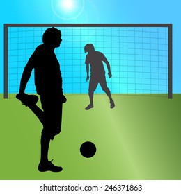 Vector silhouette of a men who plays football.
