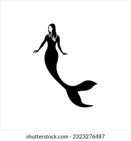 Vector silhouette mermaid icon for mermaid 