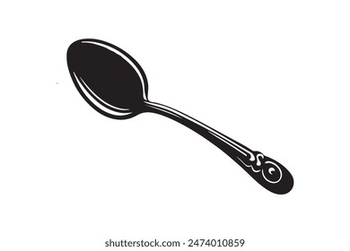 Vector silhouette of metal spoon and illustration