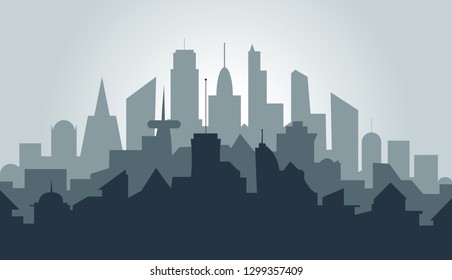 vector silhouette of a metropolis, urban landscape in flat style 