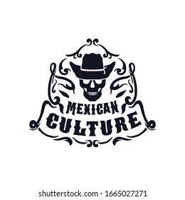 Vector silhouette of mexican culture, on white background