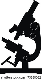 Vector silhouette of microscope - isolated illustration on white background